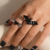 Shiny Rhinestone Spider Web Heart Ring Dark Fashion Halloween Opening Ring Gothic Bat Ring  Party