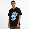 Funny Blue Cat & Top Hat Bird Print Casual T-Shirt Unisex Cartoon Pattern Daily Wear Tee Pure cotton T-shirt