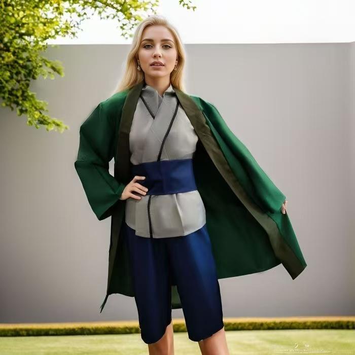 Naruto Shippuden Tsunade Cosplay Uniform, Female Fifth Hokage Konoha Ninja Role Play Costume for Anime Party