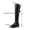 Frost Winter Warm Over the Knee Snow Boots Women Thick Cotton Padded Down Waterproof Shoes Bow Patchwork Leather Wedge Long Boot