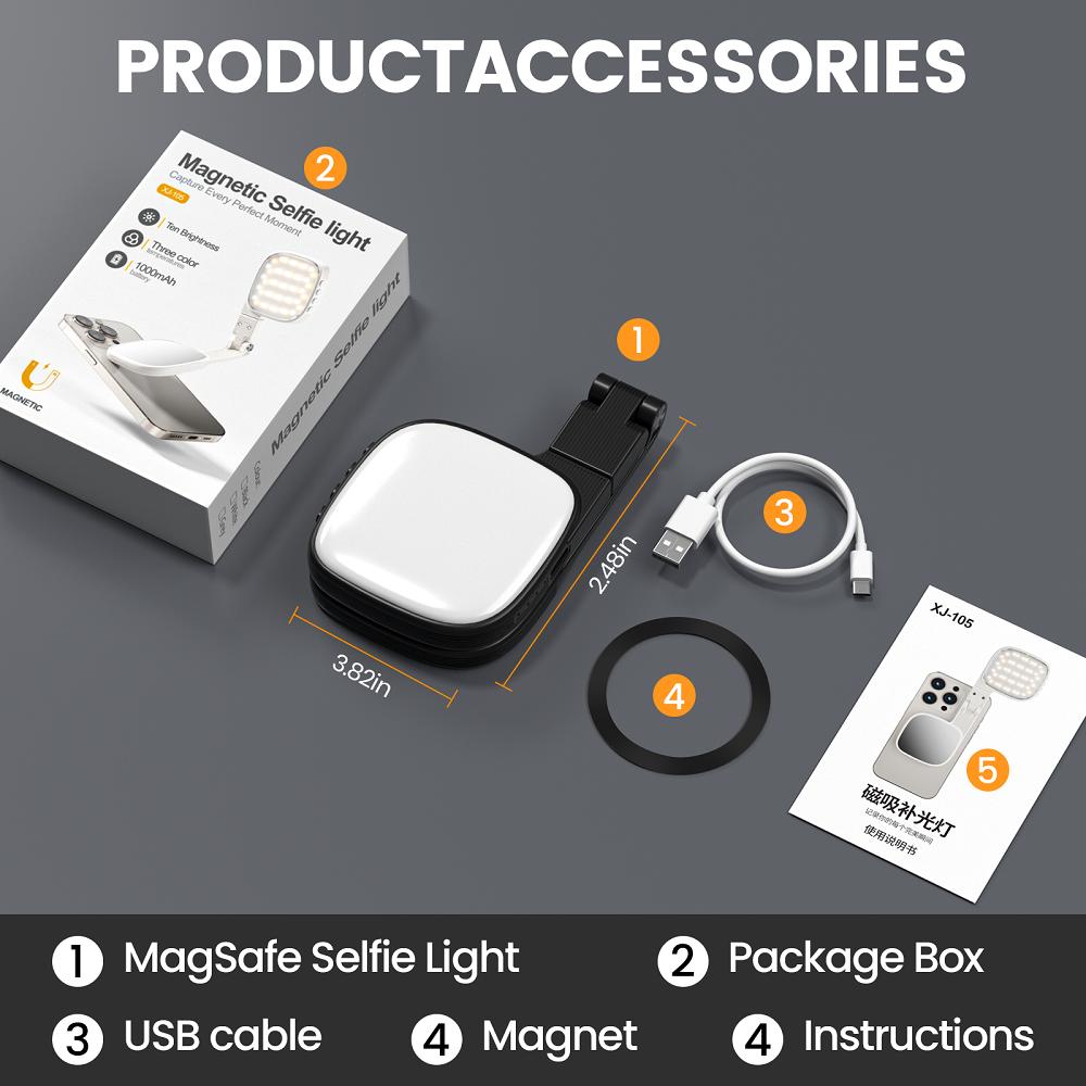 

Magnetic Selfie Light Phone Light For iPhone Magsafe LED Selfie Fill Light with Mirror for Photography/Zoom/Video Conference чорний