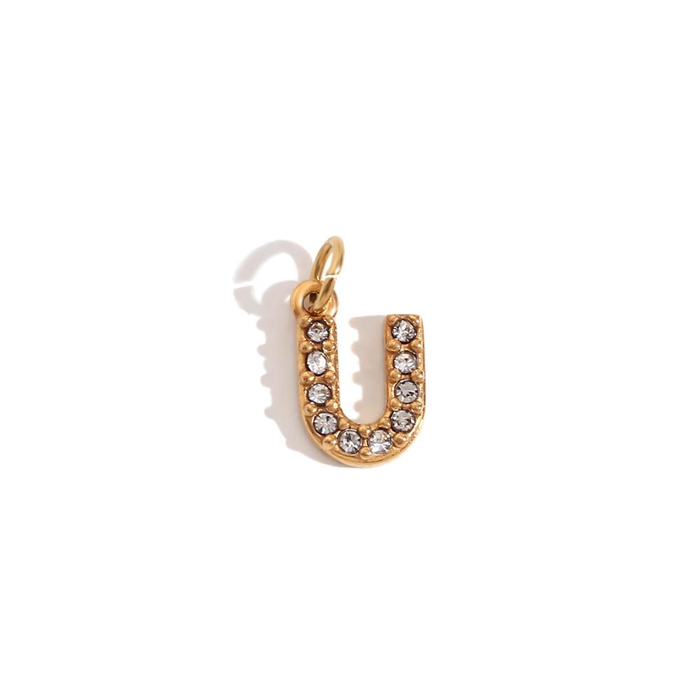 MamacitaSlay Cute Shiny Rhinestone Mini 26 Initial Letter DIY 316L Stainless Steel Charms Jewelry Accessories Round Chain Women