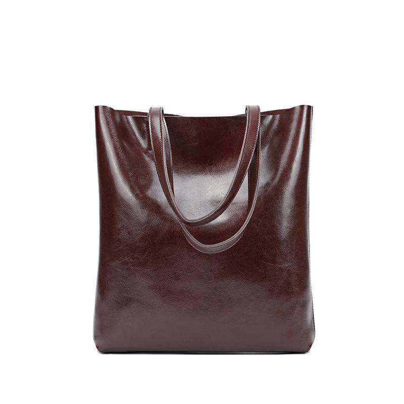 New Cowhide Women's Bag Fashionable Women's Shoulder Tote Bag Simple and Versatile High-end Large-capacity Portable Shopping Bag