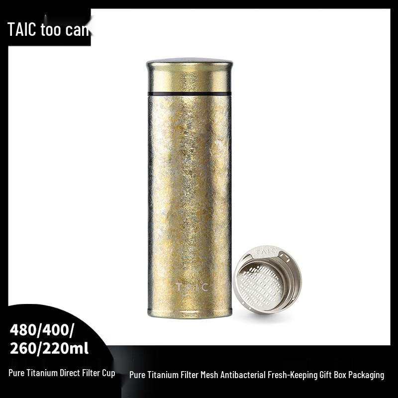 

TAIC Pure Titanium Vacuum Insulated Water Bottle with Tea Infuser