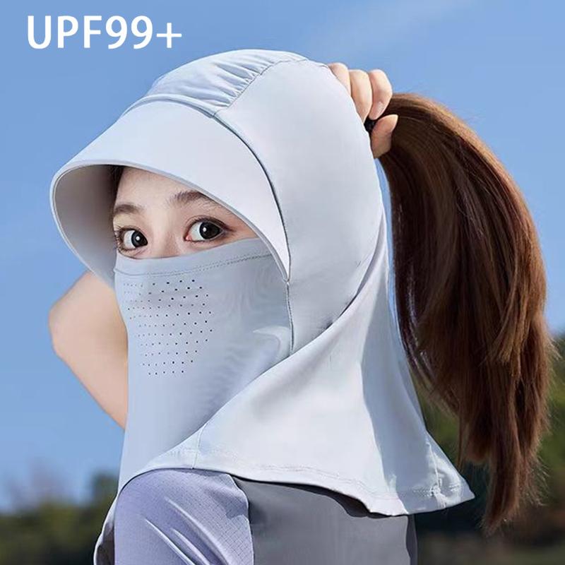 Full Face Sun Hat Women'S Summer Visor Anti-Uv Outdoor Cycling Fishing Long Neck Mask Breathable Suncreen Cap