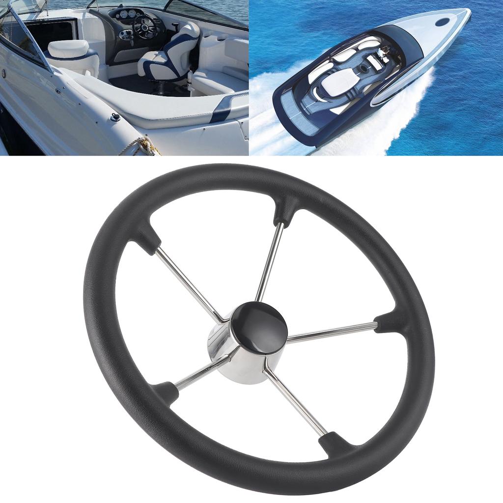 15.5in Boat Steering Wheel 304 Stainless Steel with PU Foam Marine Hardware Accessory