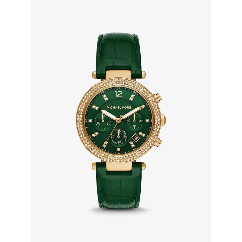 

Женские часы Michael Kors Oversized Parker с паве, золотистого тона, с тисненой кожей, MK6985 золотой