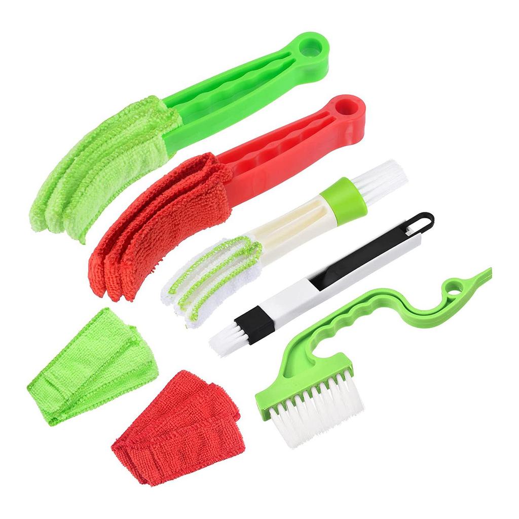 Removable Washable Dusting and Slit Cleaning Brush Set for Air Conditioner Vents, Blinds, and Windows