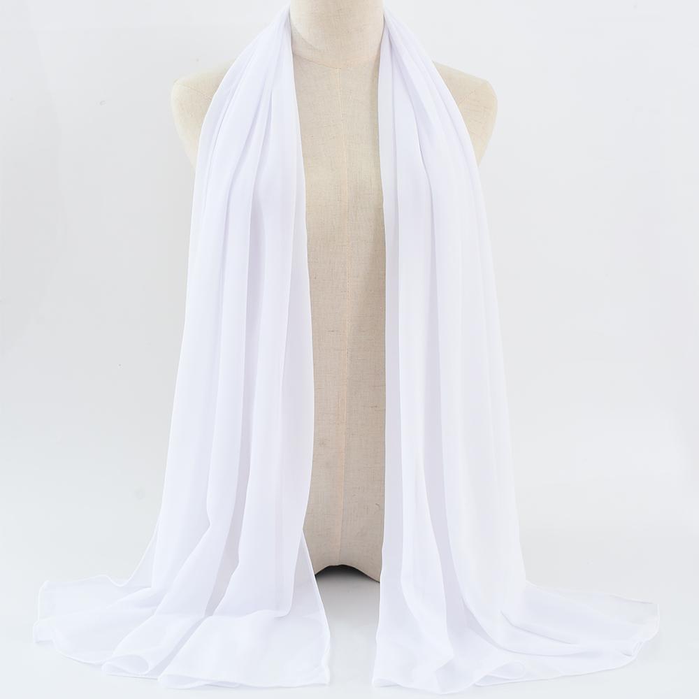 Fashion Pearl Chiffon Hijab Shawls Of Muslim Women Solid Color Head Wraps Scarf For Ladies