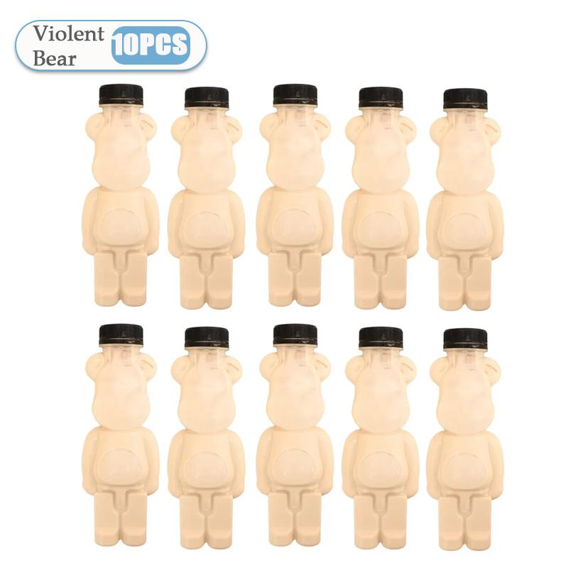 1-10PCS 500ml Violent Bear Milk Tea Bottle Disposable PET Transparent Juice Bottle Cartoon Bear Portable Juice Yogurt Bottle