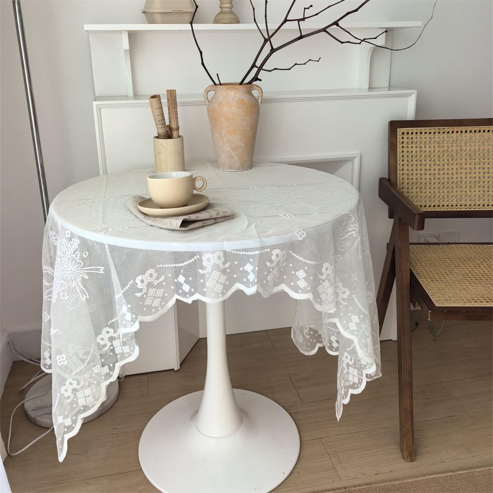 

White Tulip Bouquet Table Cloth Multi Purpose TV Dust Cover Durable Oven Dust Cover Courtyard