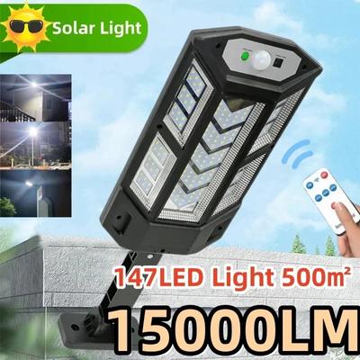 Le plus nouveau LED solaire allume 9900LM lampe solaire extérieure de capteur de mouvement 4 Mode étanche IP65 solaire jardin lumière rue cour Lanter