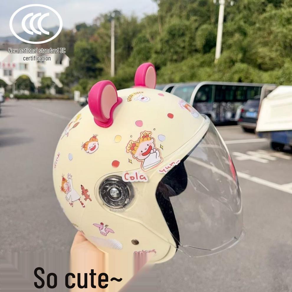 Trendy Street-Style Half Helmet with Eye Protection for Young Riders