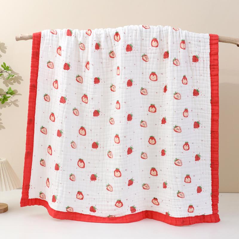 Grade A All-Cotton 6-Layer Baby Bath Towel - Soft, Absorbent, Printed Gauze for Newborns