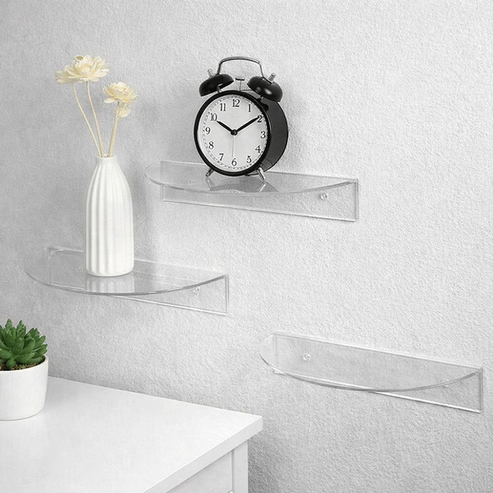 Minimalist Acrylic Floating Shelf Wall Mounted Transparent Wall Shelves  Living Room