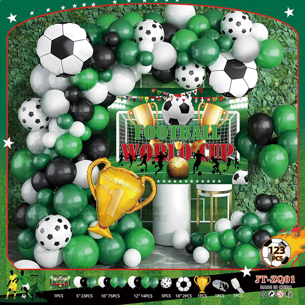 Boys Football Green Balloon Arch Birthday Football Party Decoration World Cup Themed Balloon Set