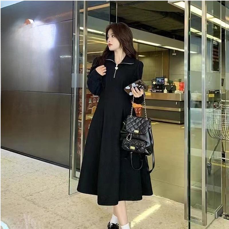 Women's Plus Size Waffle Knit Slimming Long Sleeve Dress for Autumn and Winter