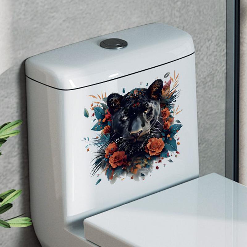 Black Panther Bathroom Toilet Sticker Clownproof Toilet Decoration Self adhesive Sticker