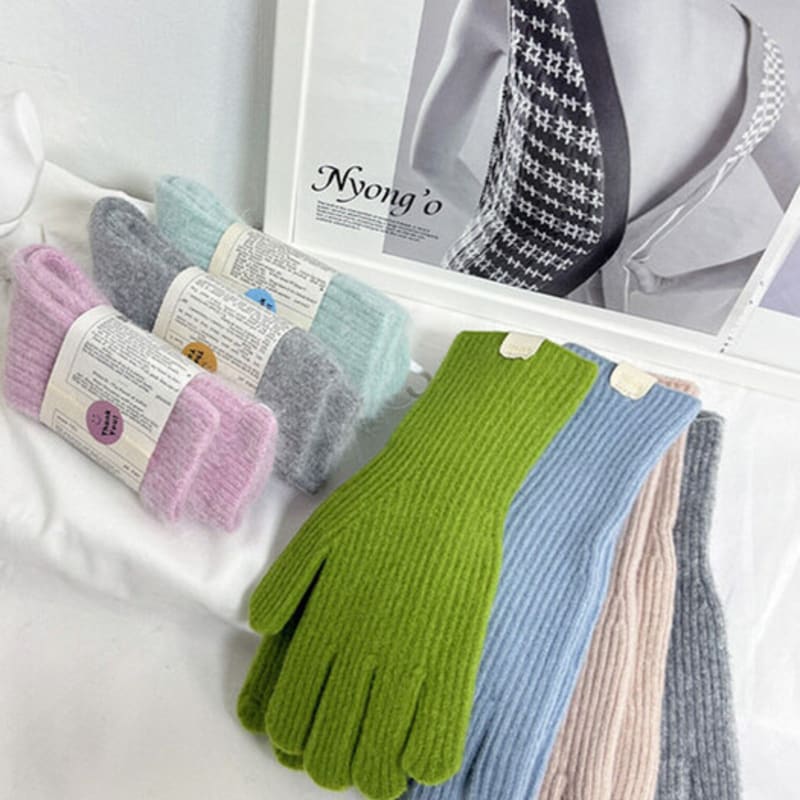 THEHEE Women's Fingerhole Wool Knit Long Gloves_10 Colors