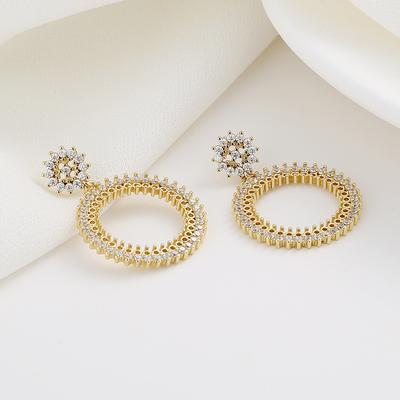 New Circular Earrings Full of Diamond Temperament Fashionable Earrings Trendy Versatile Earrings