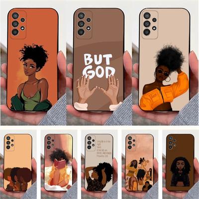 Coque de téléphone Fille Noire A-Afro Pour Samsung S25,S24,S23,S22,S20,S21,S10,Ultra,Plus,Lite,FE,Housse Noire en Silicone Souple