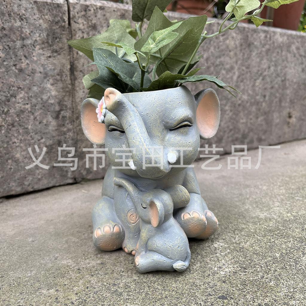 1 piece of creative cute elephant flower pot shape, resin statue ornament, balcony garden and courtyard decoration