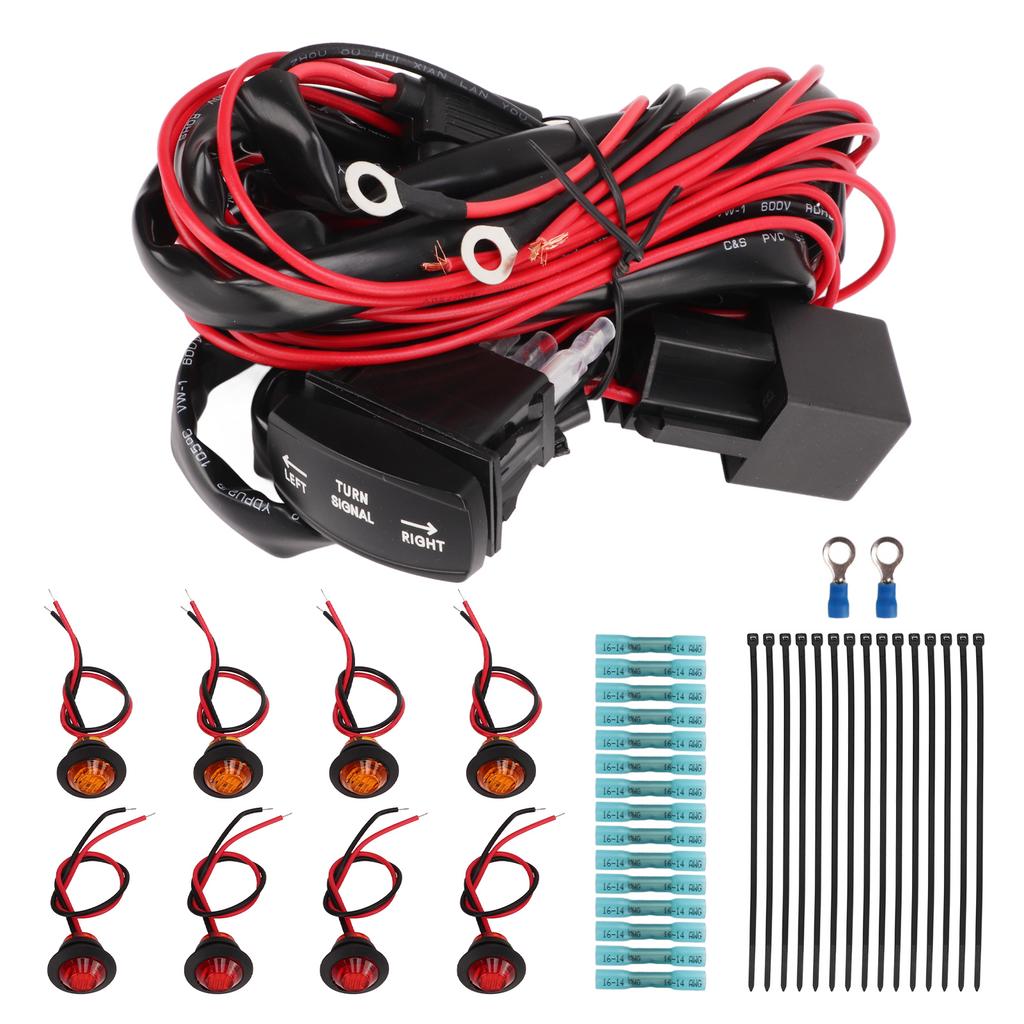 UTV Turn Signal Rocker Switch ATV Street Legal Lighting Kit Turn Signal Flasher Relay Harness Replacement for Polaris