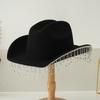 Popular Women's Top Hat, Rhinestone Tassel Decorative Hat, Bachelorette Party Felt Hat, Light Luxury and Elegant Wedding Wear