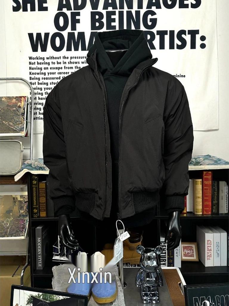 Herrar Amerikansk Stil Överdimensionerad Bomullsfodrad Vinter Pilotjacka med Tre-bevis Ståkrage