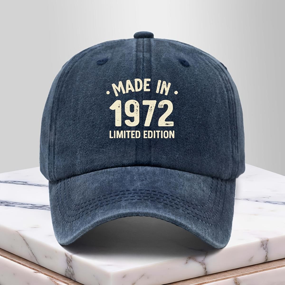 1972 Text Pattern Baseball Cap Retro Distressed Casual Hat Unisex Hip-Hop Hat темно-синий