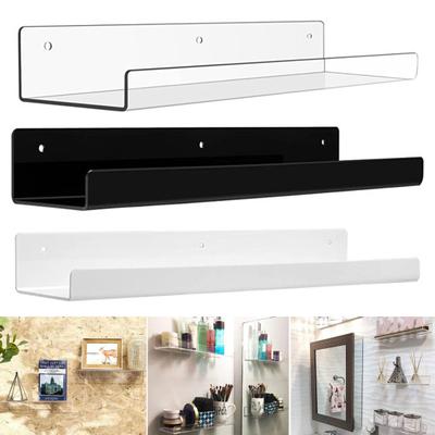 Acrylic Floating Shelf Thick Heavy Duty Office Living Room Bedroom Bathroom Kitchen Wall Mount Storage Shelf Display Organizer Rack