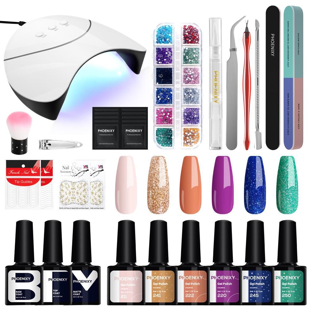 

Маникюрный набор PHOENIXY, 36 Вт, УФ-лампа, фреза для ногтей и наращивание ногтей, набор для быстрого наращивания гелевых ногтей set 12