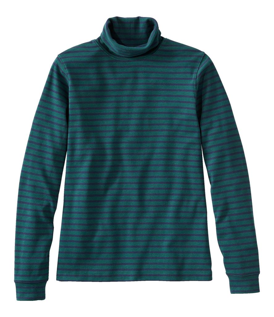 Long Sleeve Turtleneck US Size Dark 1000189810 L.L.Bean Women's Tee, Striped, Fit, Regular, Small, Pine/Classic Navy, Green,