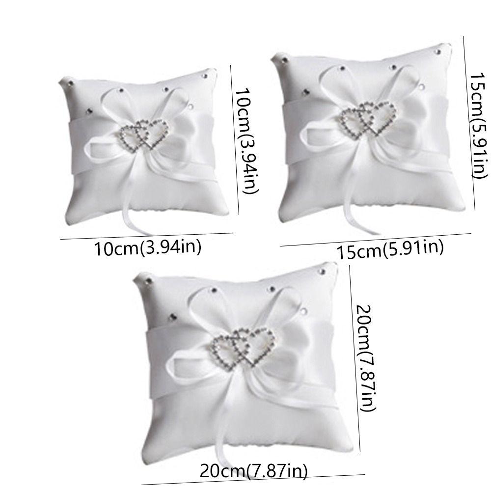 European Double Heart Ring Bearer Pillow Bowknot Ribbon Cushion  Home Wedding Bridal