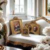 French Retro Picture Frame Relief Golden Resin Photo Case Nightstand Desk Decor Wall Hanging Photo Frame Home Decor Ornament
