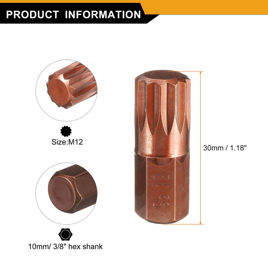 T20 T25 T27 T30 T35 T40 T45 T50 T55 M5 M6 M8 M10 M12 Torx Screwdriver Bit Hex Shank 30mm S2 Steel Security Tamper Proof Head Bit
