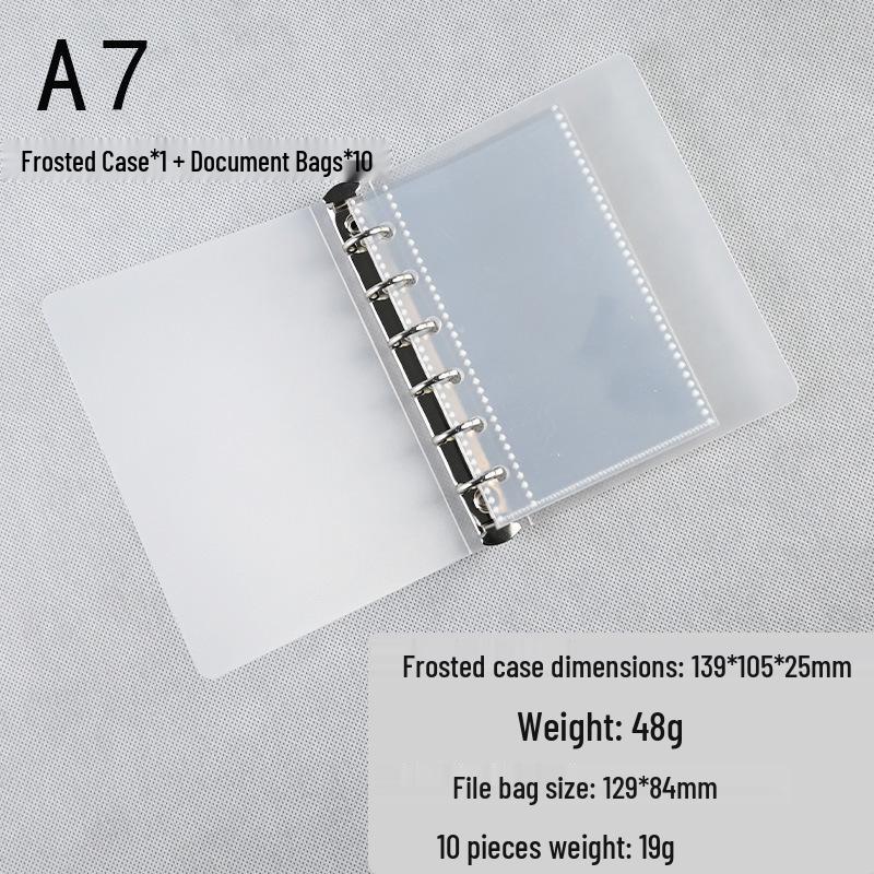 Chenshi Frosted Loose-Leaf Binder: A4/A5 Notebook with 6-Hole PP Hard Cover & Transparent Storage Bag