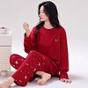 Women's pajamas spring and autumn long-sleeved trousers pure cotton two-piece suit, girls can wear cotton loungewear in autumn and winter
