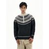 Kisko Autumn and Winter Retro Half-Cardigan Fair Isle Lazy Knit Sweater for Men and Women, Relaxed Casual Versatile Top