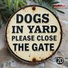 Metal Dog Yard Warning Sign Round Pet Safety Decor for Home Cafe Gate