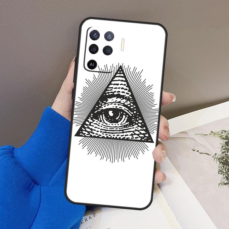 Illuminati Eye Occult Pyramid Case For Oppo A94 A74 A54 A80 A60 A40 A18 A38 A58 A78 A98 A96 A76 A16 A15 A17 A57 A77 A5 Pro