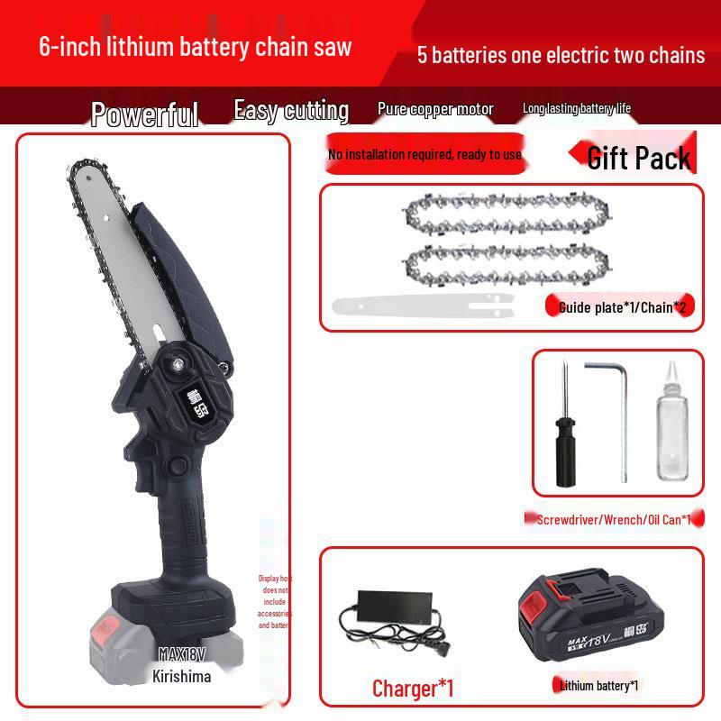 Compact Lithium Battery Handheld Electric Chainsaw - Rechargeable Tree Felling Tool with Large Capacity