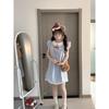 Summer Wear Small Shirt Skirt Women's College Plaid Splicing Loose Doll Collar Small Flying Sleeve Dress