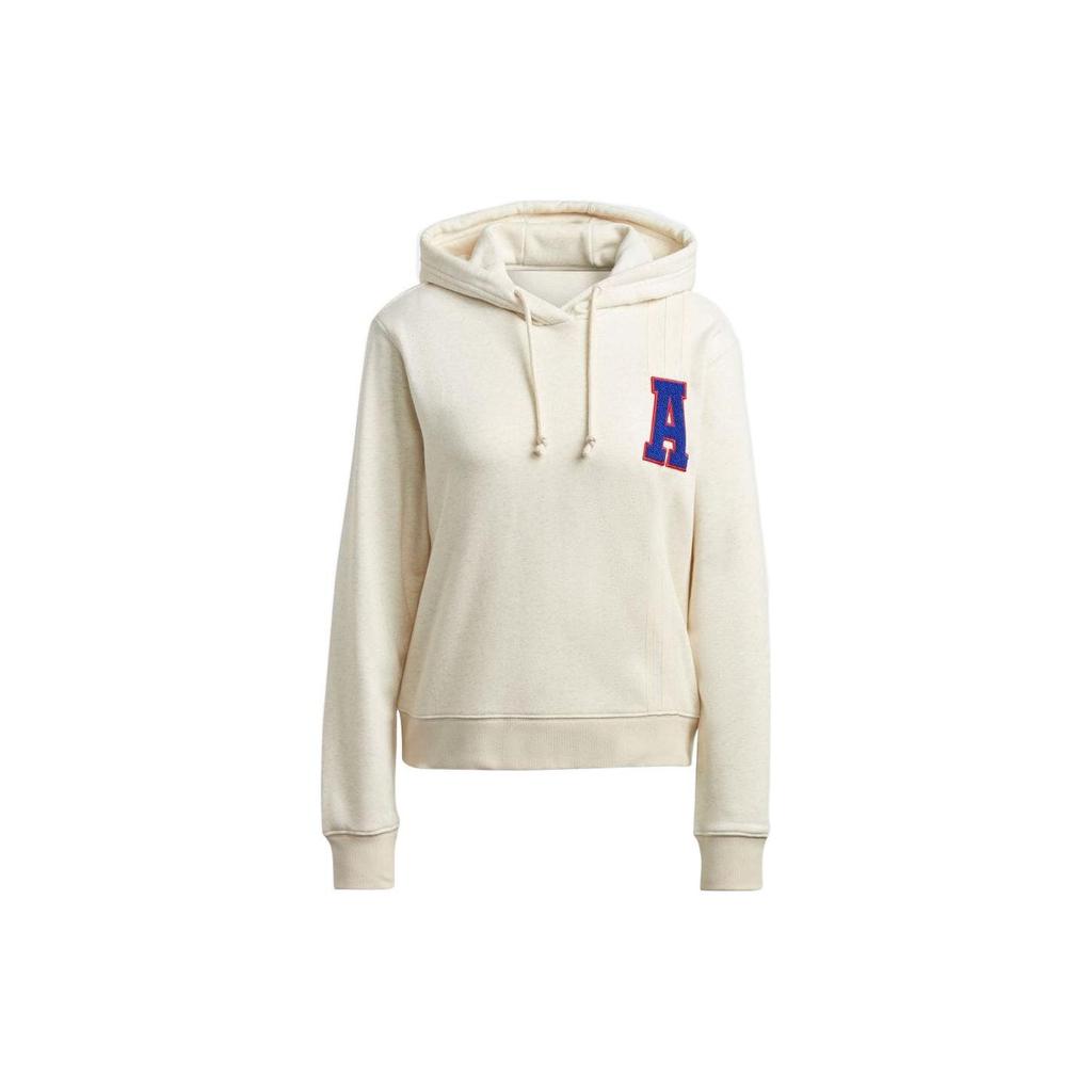 Adidas Letter Towel Embroidery Triple Stripe Casual Hoodie Women Tops Beige IC5229