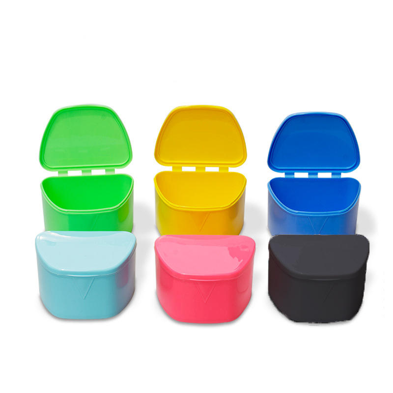 Dental Denture Box Orthodontic Dental Mouth Guard Box Retainer Case False Teeth Plastic  Whitening Container Denture Box