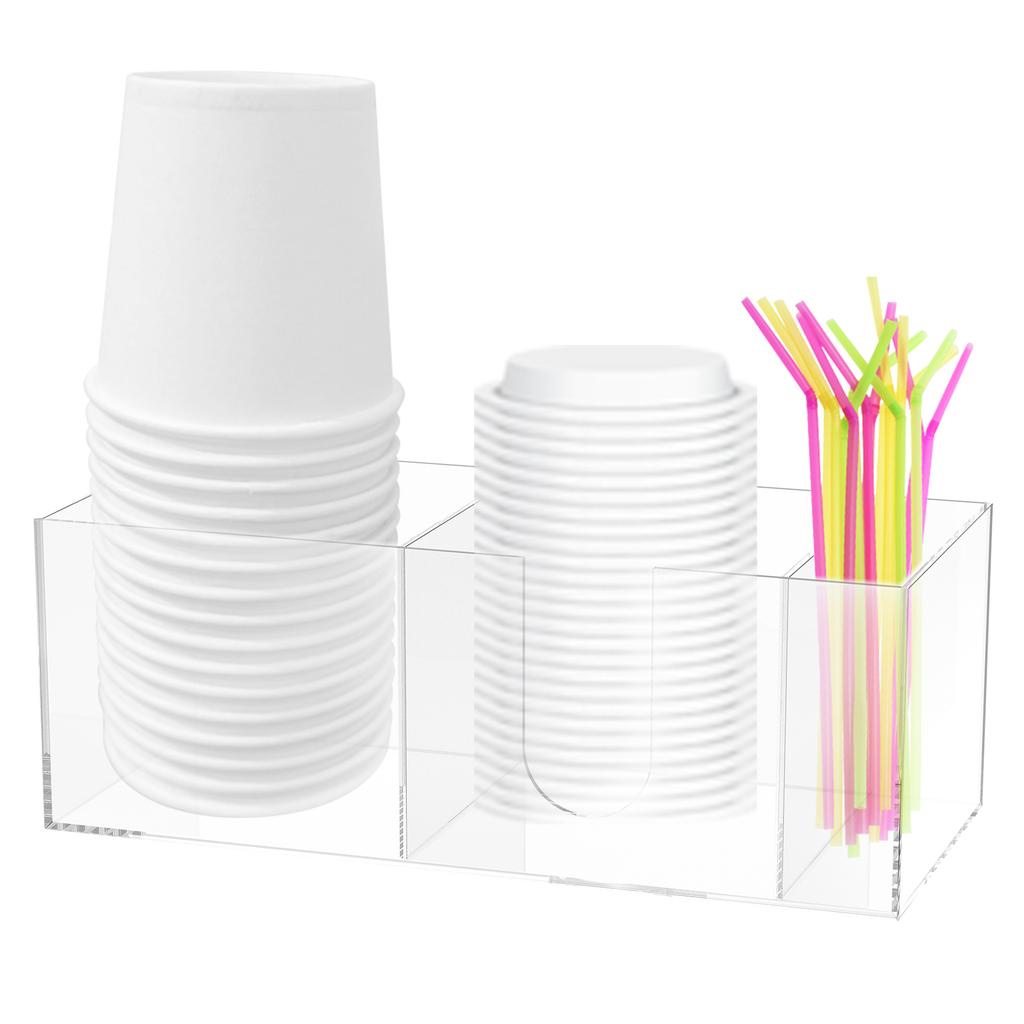 Disposable Cup Storage Holder Coffee Paper Cup Dispenser Storage Box Acrylic Countertop Desktop Kitchen Organizer Multi-purpose