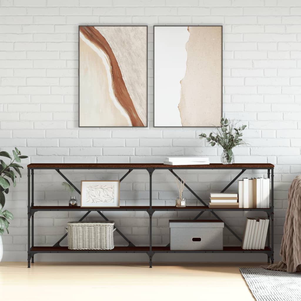 Konsolentisch Brauneiche-Effekt 180x30x75 cm Holzwerkstoff und Eisen