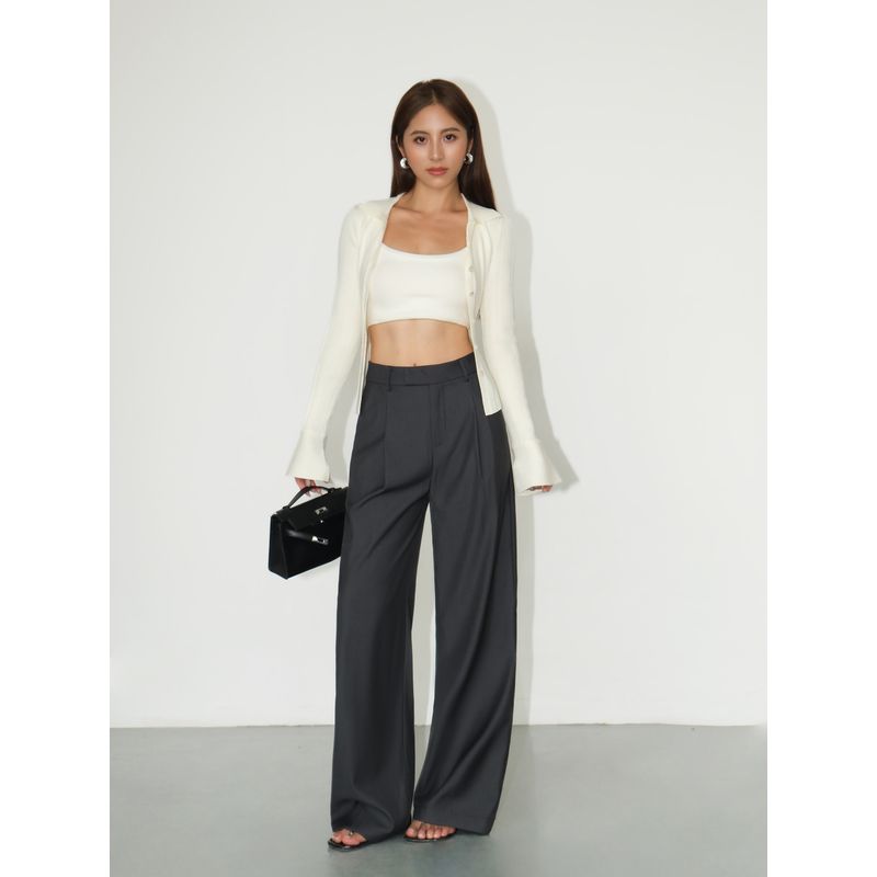 

Neva Hu Черные Повседневные Брюки Костюмные Женские 2024 Свободные Прямые Широкие Брюки Легче всего Сочетать Драпированные Брюки-швабры Black gray In Stock S