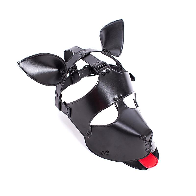 

Dog headgear role-playing leather dog mask One size чёрный