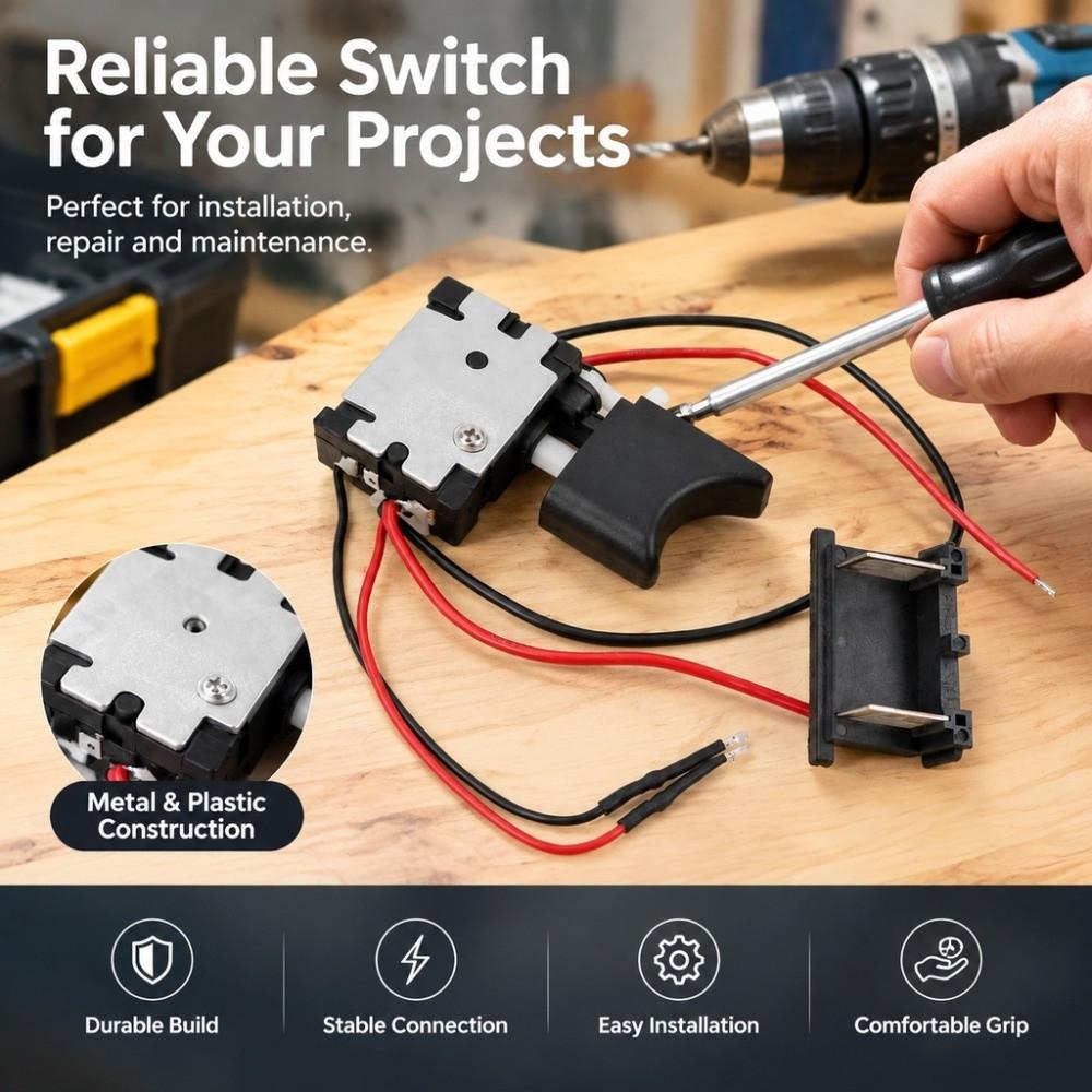 Electric Drill Replacement Push Button Trigger Lithium Battery Compatible Drill Control Switch